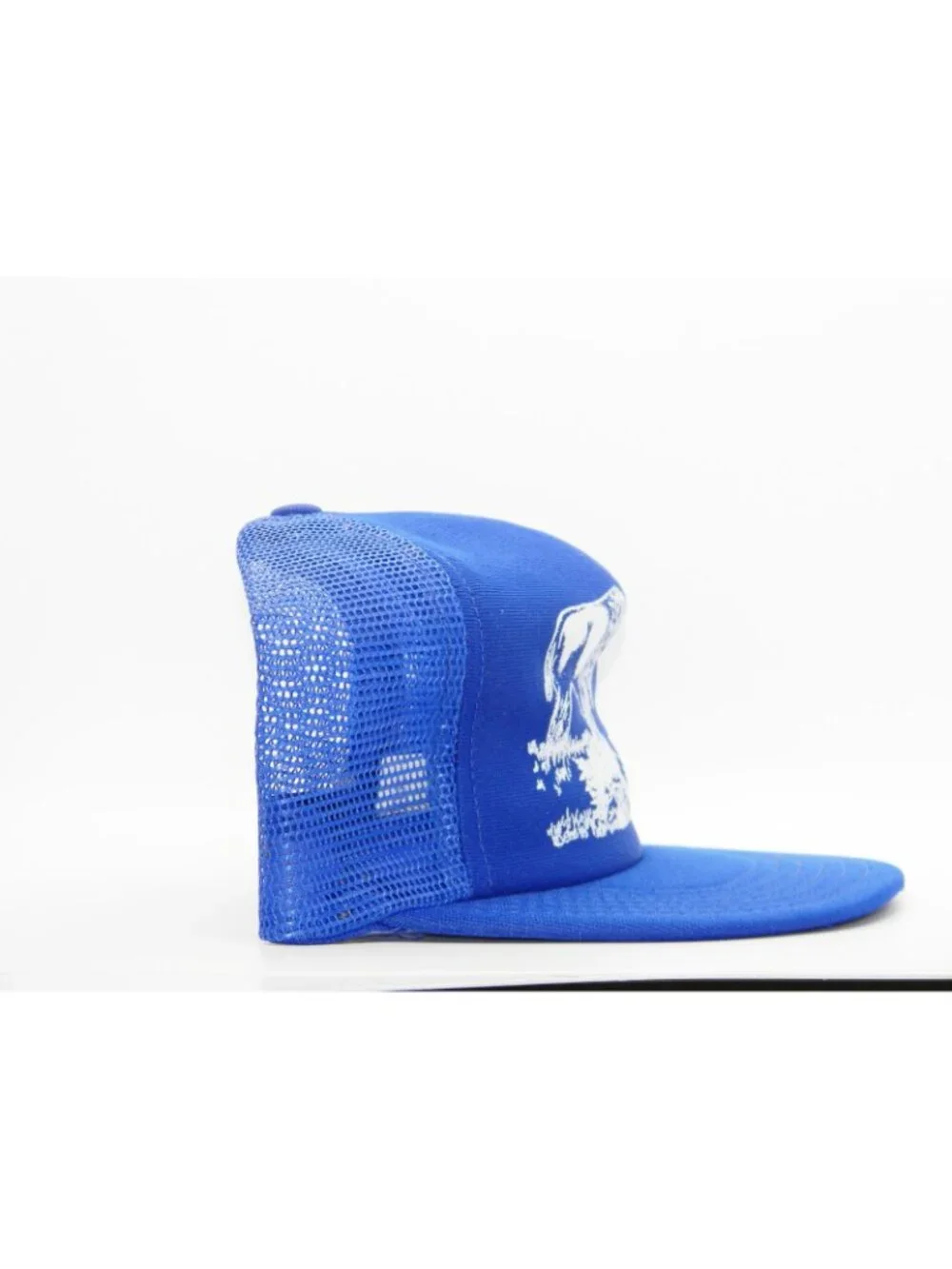 Vintage Wyoming Bison Trucker Hat Royal Blue Made in USA Mesh Snapback Cap